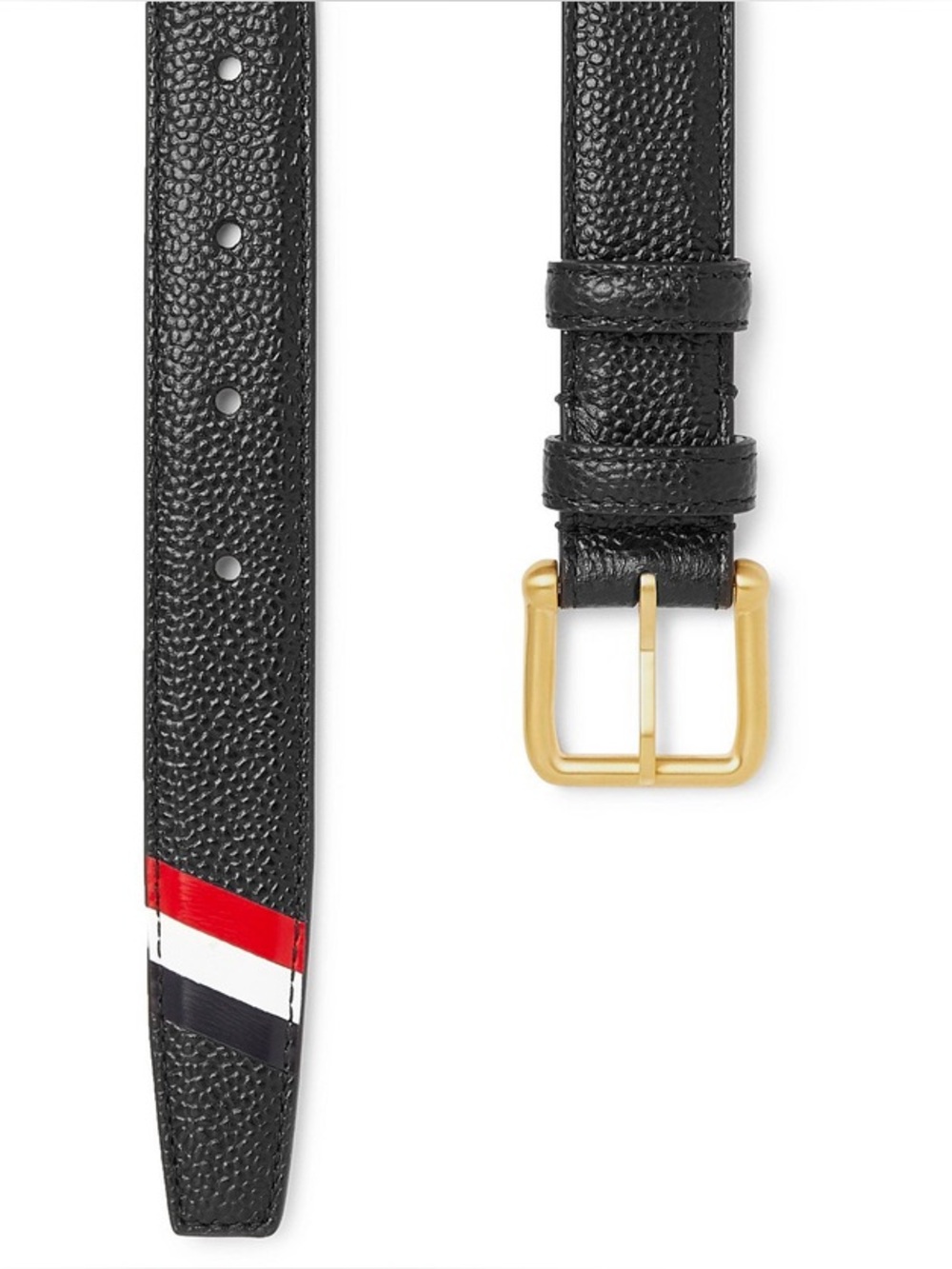 Thom Browne - 2.6cm Black Grosgrain-Trimmed Pebble-Grain Leather Belt - Black